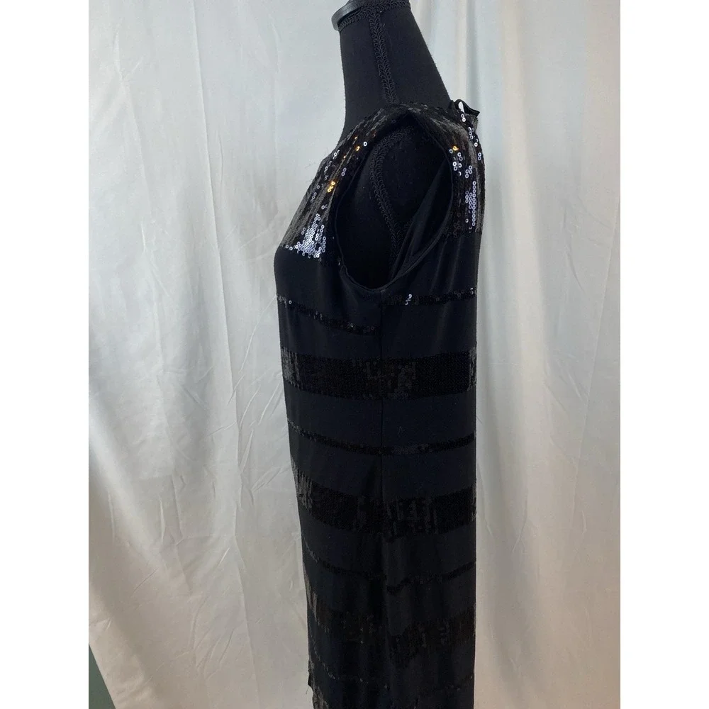 White House Black Market‎ Women's Size Small Black Sequin Striped  Sheath Dress